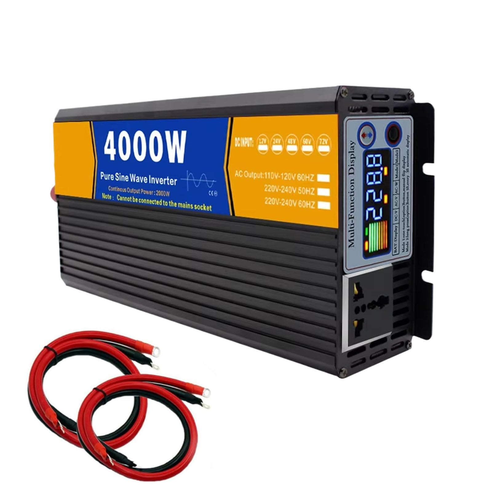 48v to 110v50hz,4000W Czysta Falownik Sinusoidalny 12V 24V 48V 60V 72V DC na 110V AC, Falownik Mocy do Ciężarówki, Domu, Kampera, Off-Grid Falownik Solarny, 50HZ/60HZ