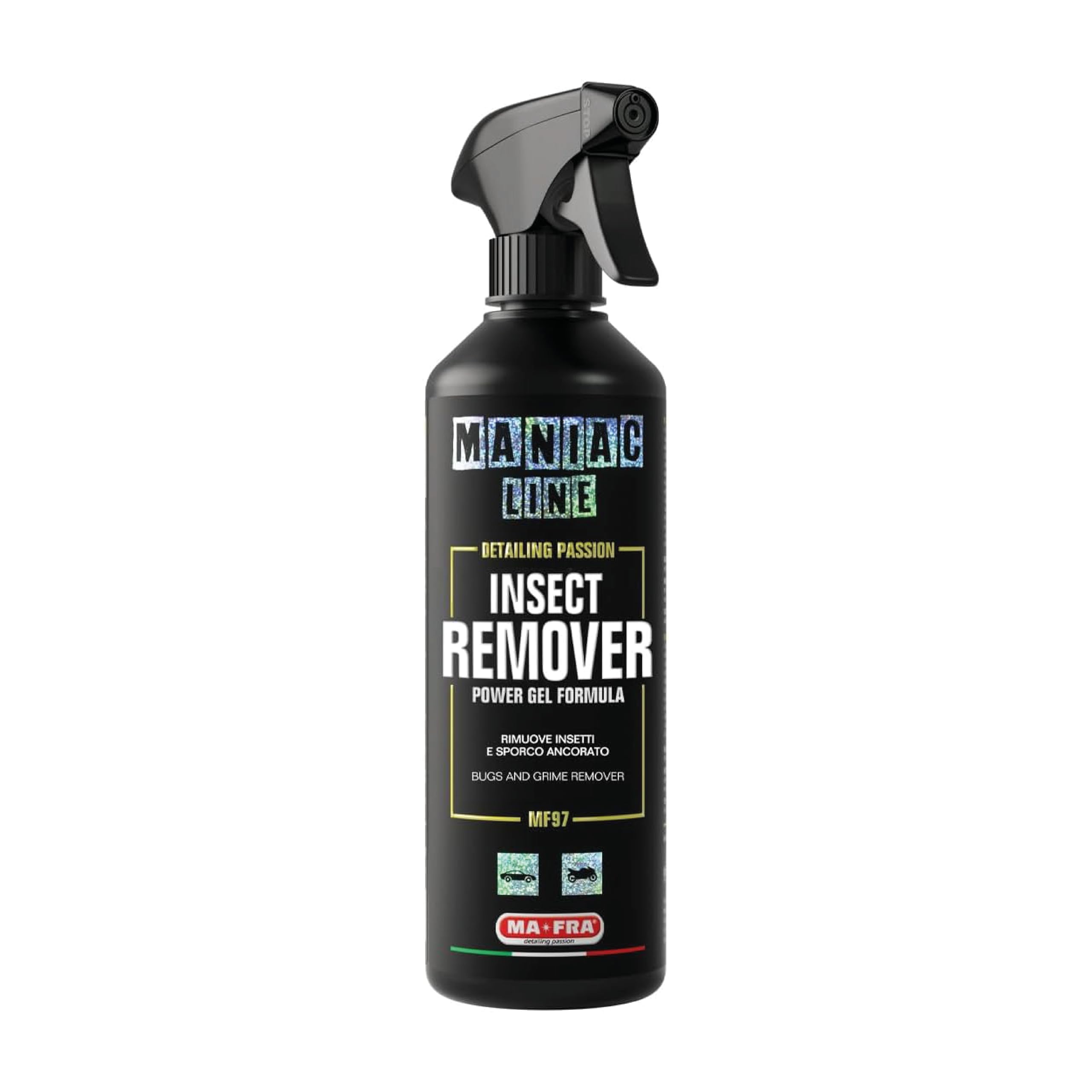 Mafra, Maniac Car Detailing Line, Formato 1L, Insect Remover, Formula in Gel, scioglie e rimuove Insetti, moscerini e Sporco Vecchio accumulato in Modo Facile e Sicuro da carrozzeria e vetri Auto