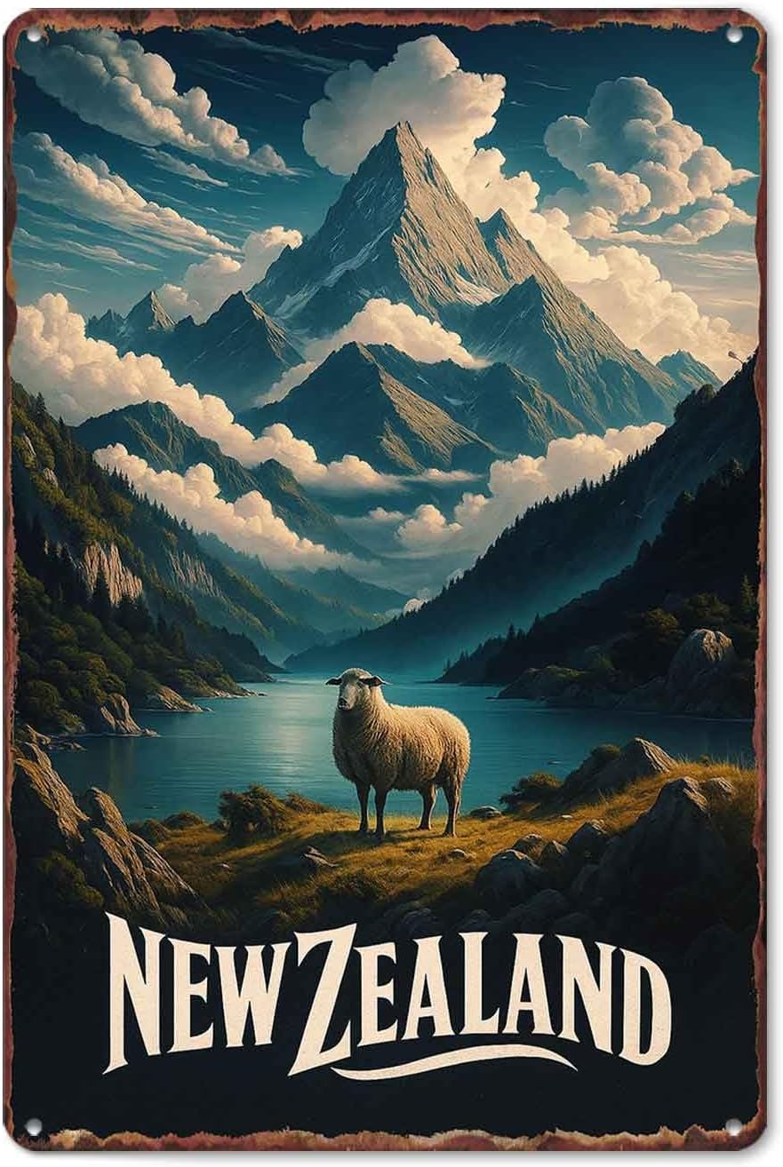 New Zealand Vintage Travel Retro Travel Aluminum Metal Sign 8 x 12 Inch