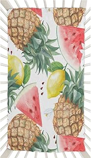 Watermelon Pineapple Lemon Crib Sheets for Boys, Girls Machine Washable Soft Cozy Microfiber Fitted Crib Sheet for Standard Crib and Toddler Mattresses Boys Girls 28x52 Inch