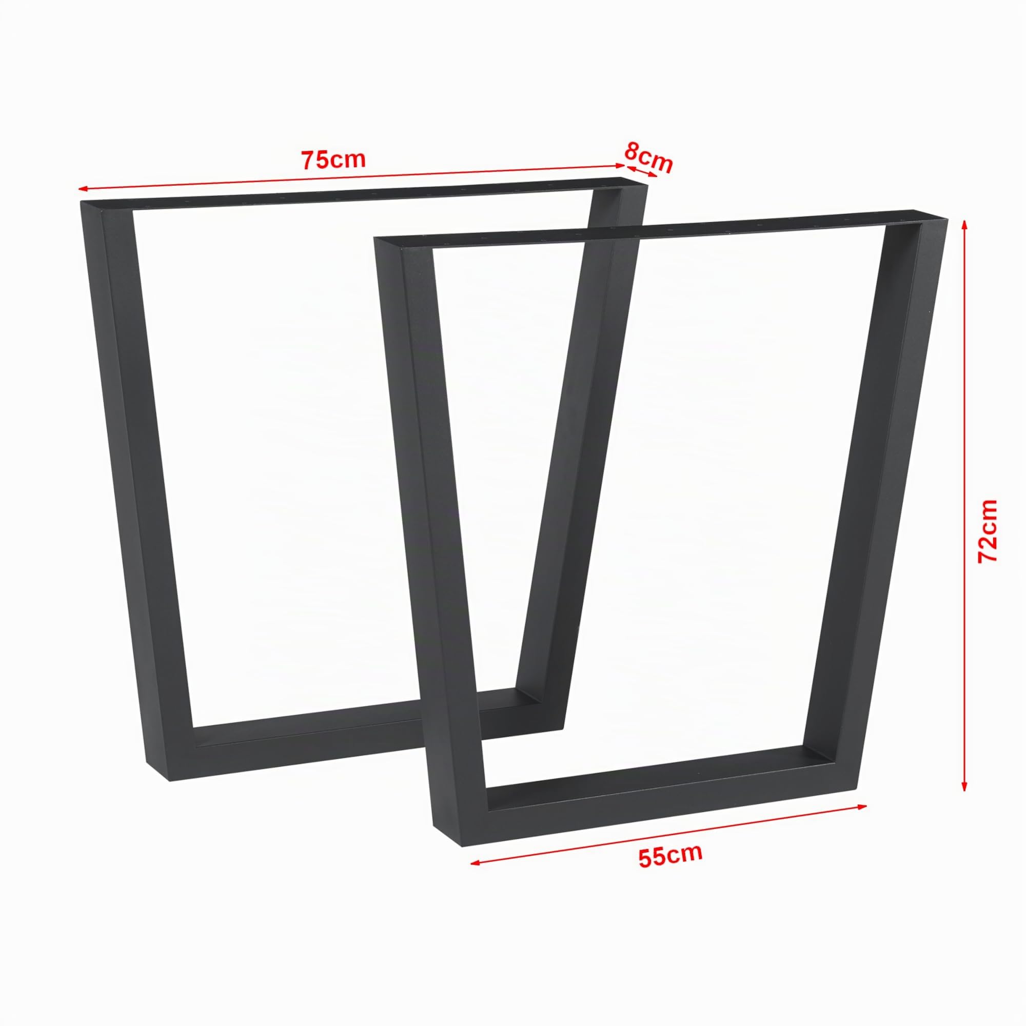 [en.casa] Set di 2 Gambe per Mobili 'Fai da te' Gambe Trapezoidali in Acciaio - Altezza 72 cm - per Tavoli Scrivanie - Nero