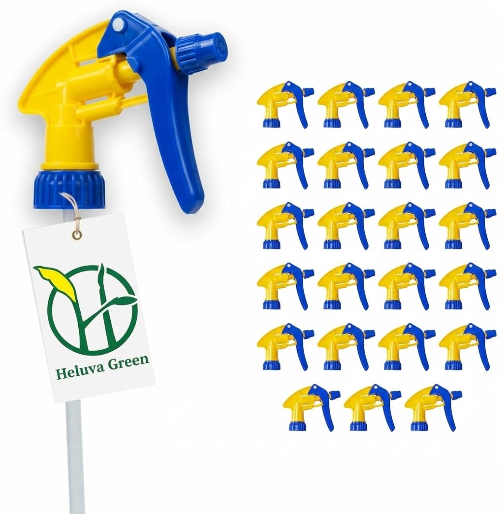 Heluva Green Spray Bottle Nozzle Replacement Tops, Blue/Yellow 24 Pack