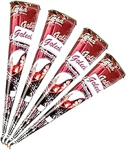 Golecha Natural Henna Cones – Reddish Brown – 4 Pack (25g Each) – Ready to Use Mehndi Paste