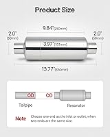 Vista 2 de EVIL ENERGY Silenciador resonador de 2 pulgadas de acero inoxidable (entrada/salida de 2.0 pulgadas, 13.8 pulgadas de longitud)