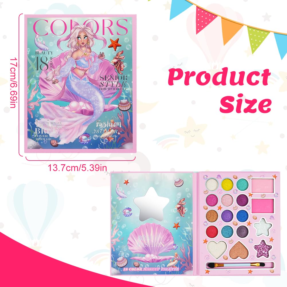 Aomig Zestaw do makijażu dla dzieci, 18 kolorów, zabawka, zmywalny, bezpieczny i nietoksyczny, nadaje się na Halloween, Boże Narodzenie, urodziny, karnawał, prezent dla dzieci powyżej 4 roku życia