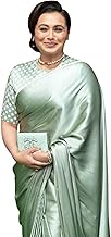 SATAZ Women's Ready to Wear Satin Silk 1 Minute Pre Pleated Bollywood Saree with Unstiched Blouse (Surf Crest Green)