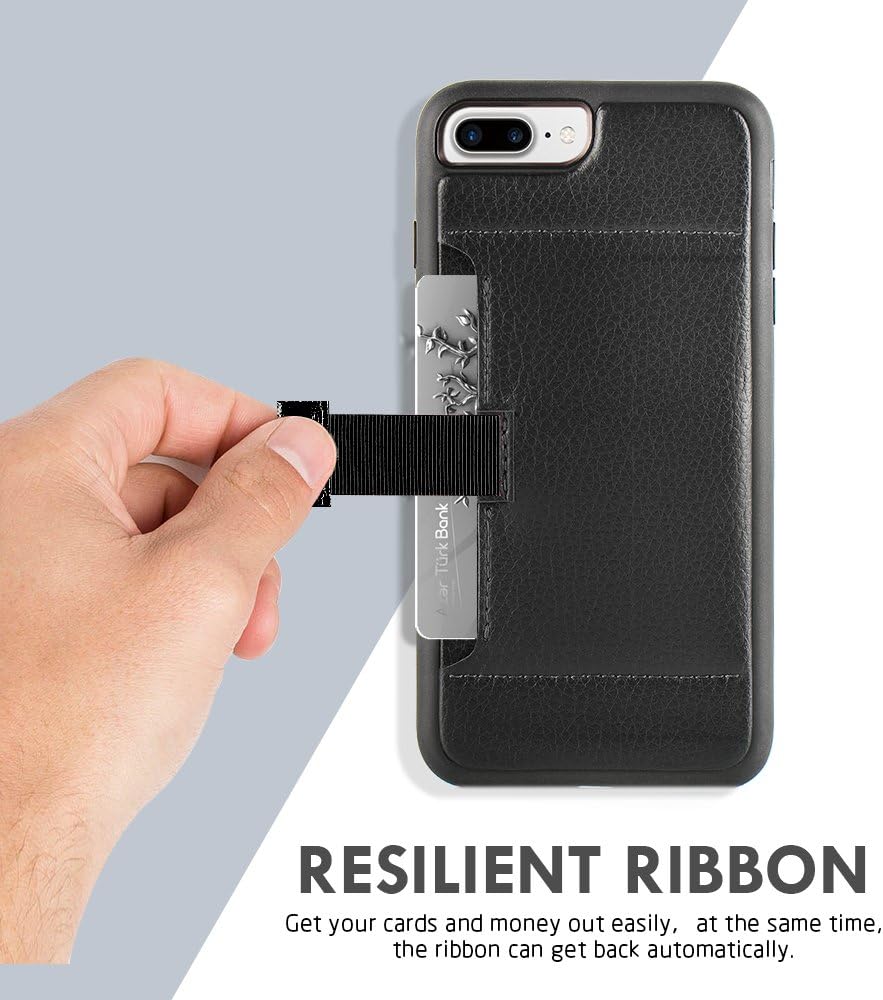 ZVE Wallet Case for Apple iPhone 8 Plus and iPhone 7 Plus, 5.5 inch, Slim Leather Wallet Case with Credit Card Holder Slot Pocket Protective Case Cover for Apple iPhone 7 Plus / 8 Plus - Black