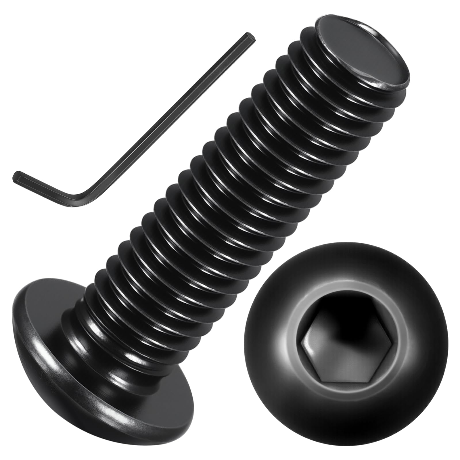 Kozelo 50pcs Button Head Socket Cap Screws - [M8-1.25x25mm] Zinc-Nickel Coated Good for Automotive, Marine & Outdoor Use Road Bicycle, Mountain Bike, Motorcycle - Alloy Steel - Black