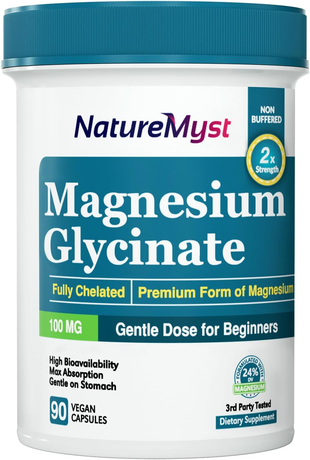 NatureMyst Magnesium Glycinate, 100 mg Elemental Magnesium