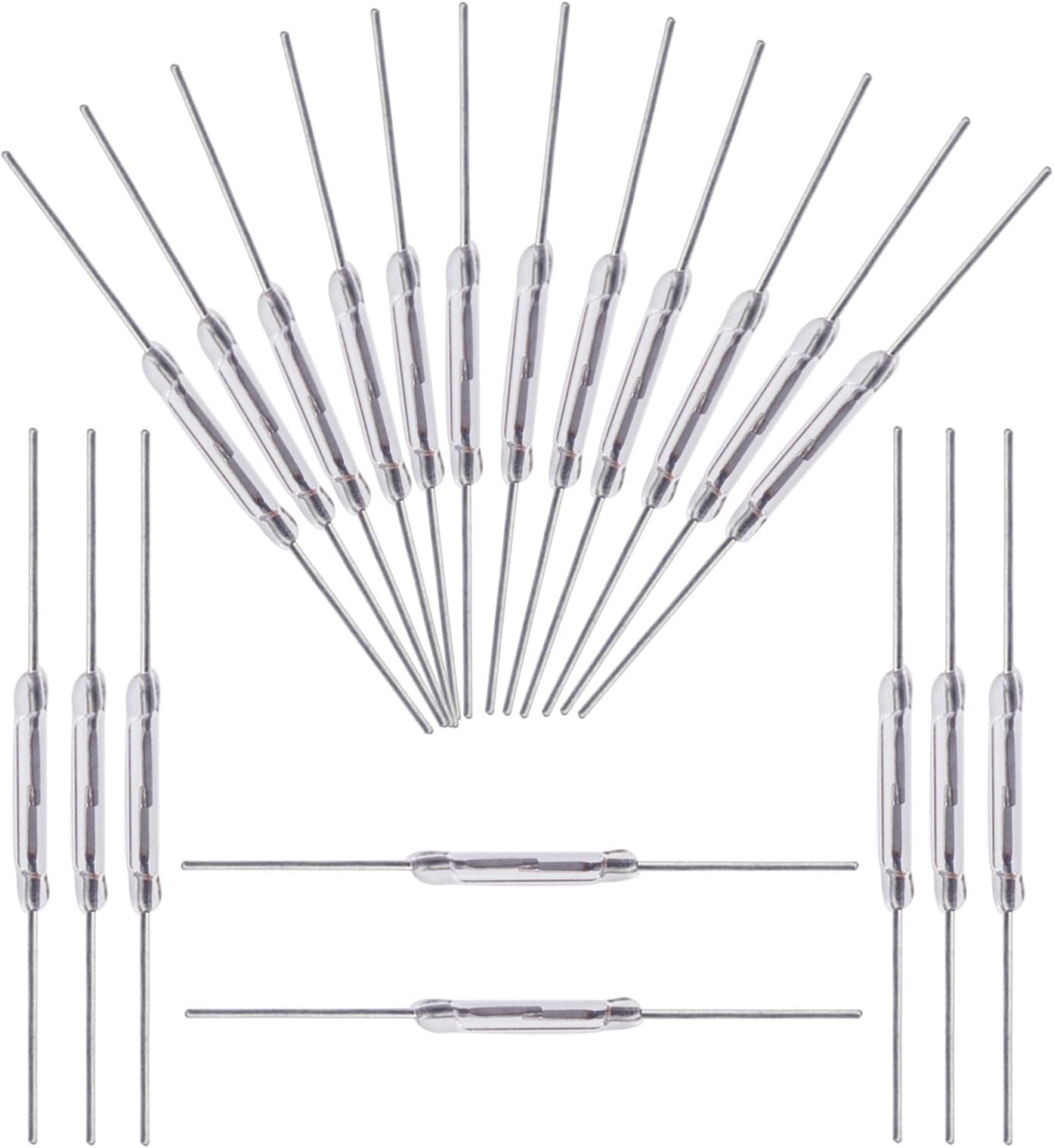 20Pcs Reed Switch 2 x 14mm Normally Open (N/O) Magnetic Induction Switch for Arduino