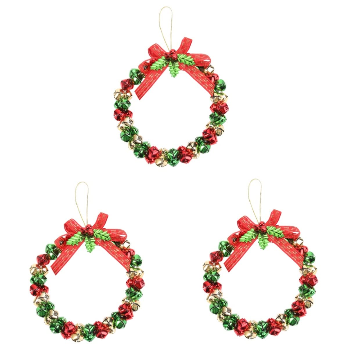 Amosfun 3piezas Guirnalda Navideña De Cascabeles Decoración Colgante para Hogar Adorno Floral para Fiestas y Eventos para Interiores y Exteriores