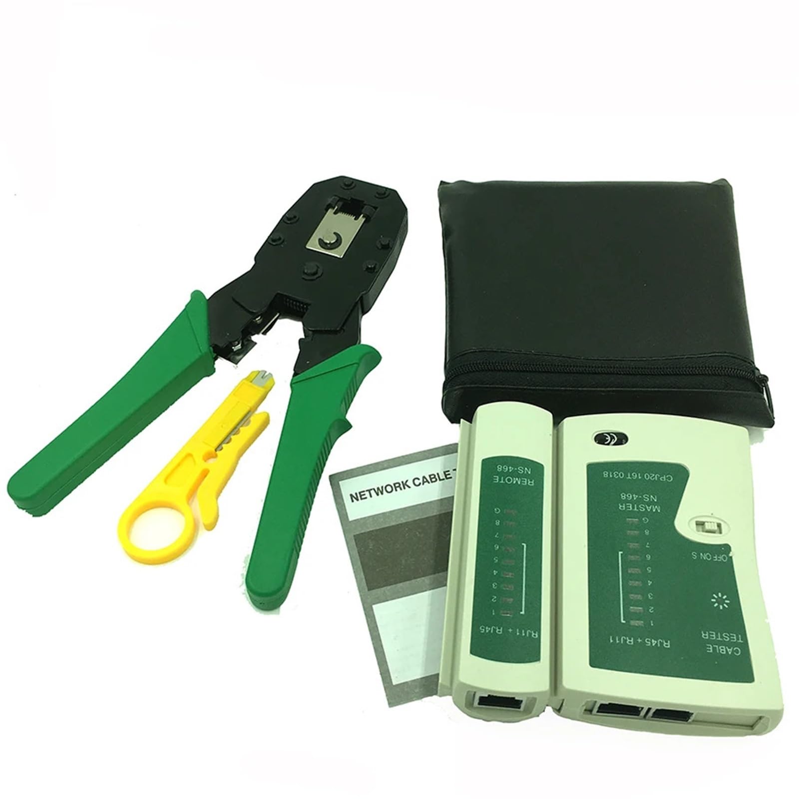 Pinza for crimpare spelatrice Pinza for morsetto for cavo di rete + Tester for cavi di rete professionale RJ45 RJ11 RJ12 CAT5 UTP LAN Set di utensili manuali | Stripping Crimping Pliers Network Cable Clamp Pliers+Professional Network Cable Tester RJ45 RJ1