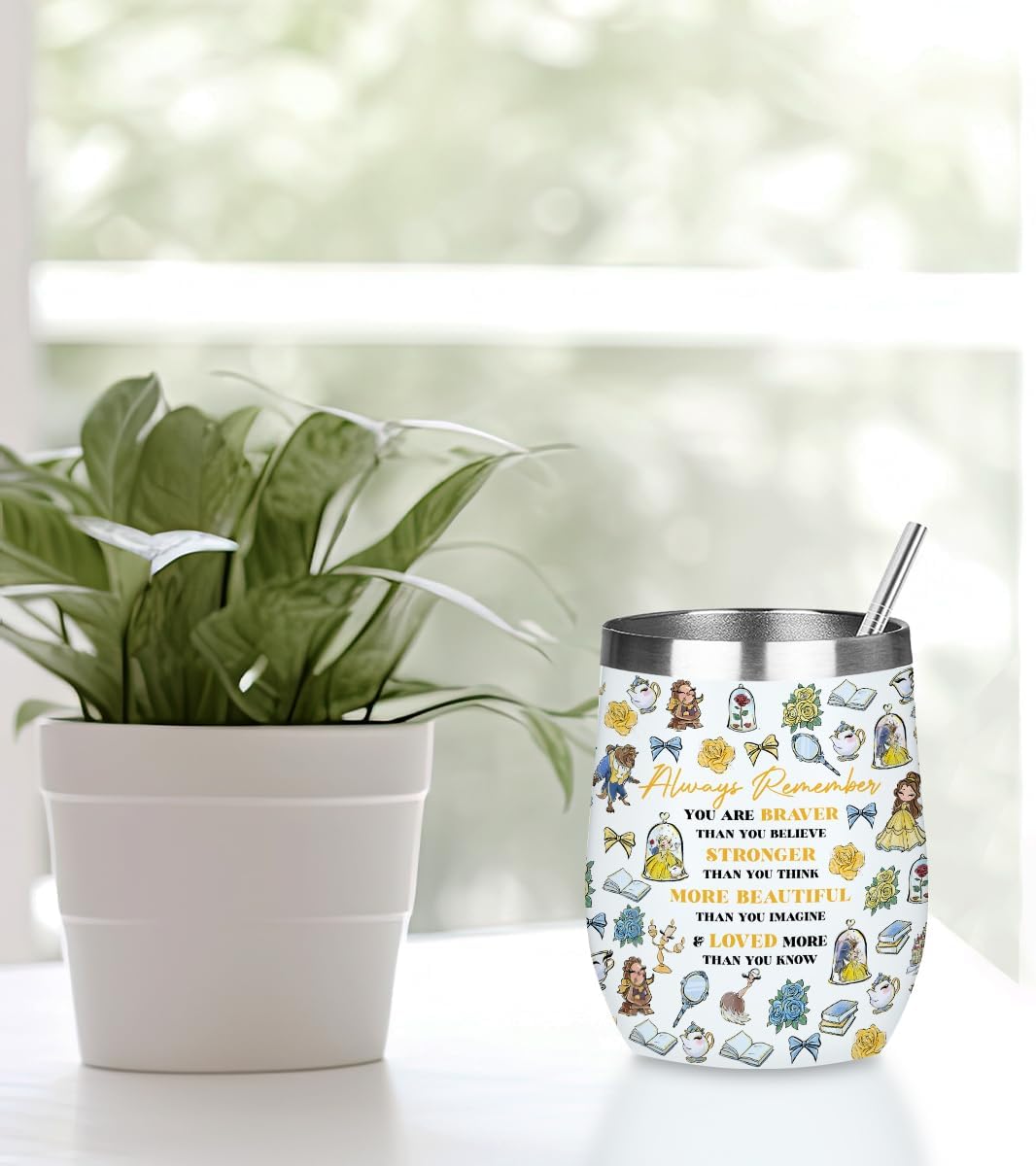 Magical Cute Wine Tumbler, Inspired Character Christmas Birthday Gifts for Women Coworker Magic Inspirational Encouragement Gifts Coffee Cup Insulated Stainless Steel 12oz Wine Glass with Lid, Straw - Image 5