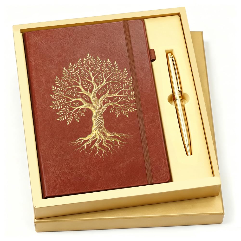 ANATTASOUL Tree of Life Journal Notebook and Pen Gift Set for Women Men
