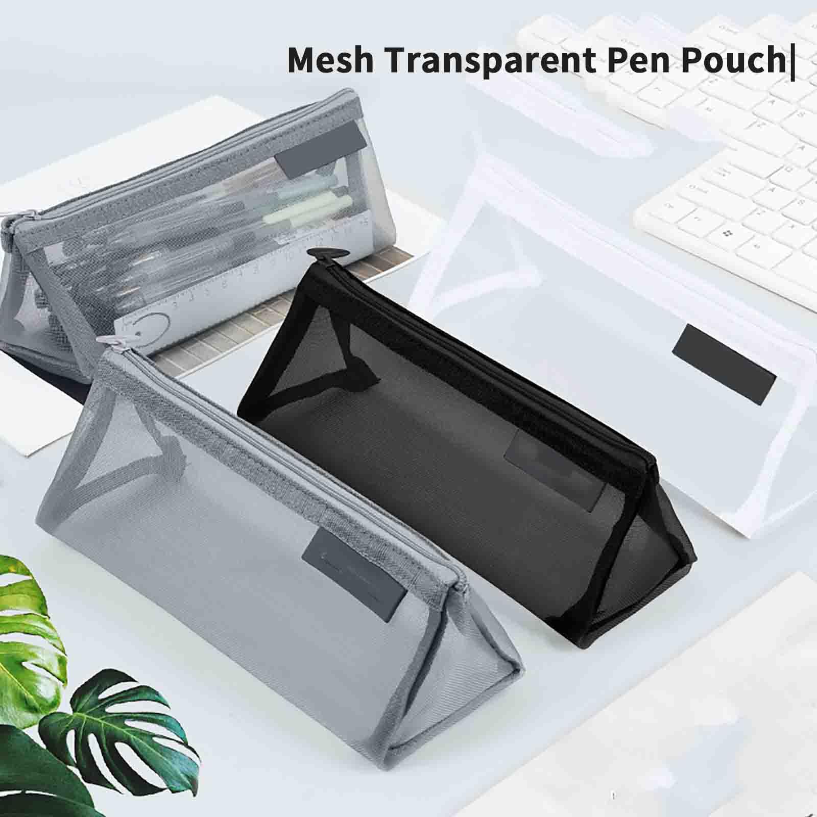 JUSHZ Trousse Scolaire Trousse Compartiments Scolaire Garcon Trouse Plumier 2 Compartiments Transparente Trousse en Maille Transparente étudiant Grande Capacité (Green,210x75x75mm)