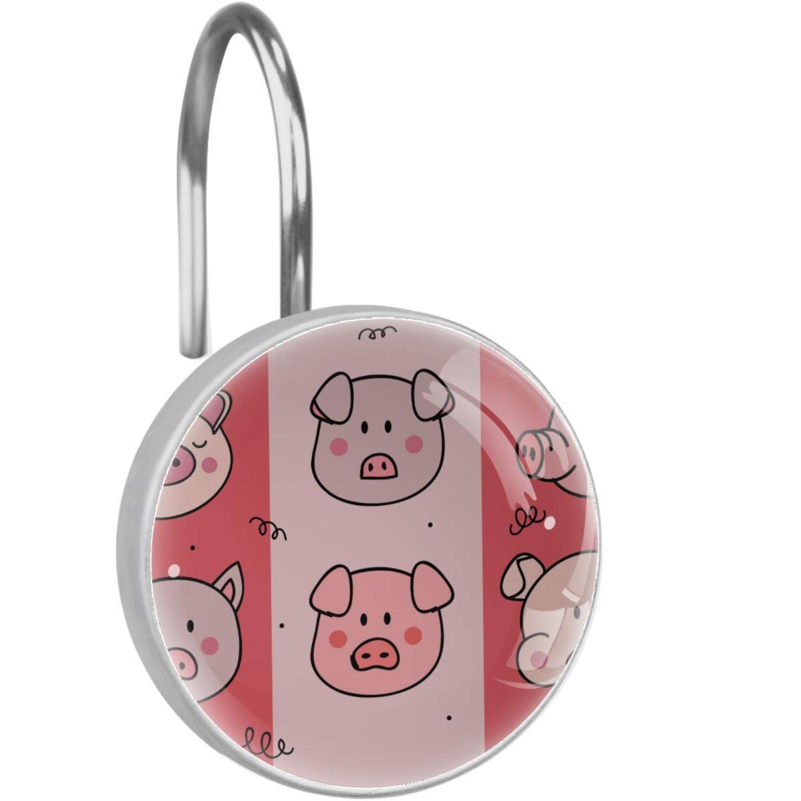 Crochets rideau de douche inox anti-rouille lot de 12 anneaux robustes cochon