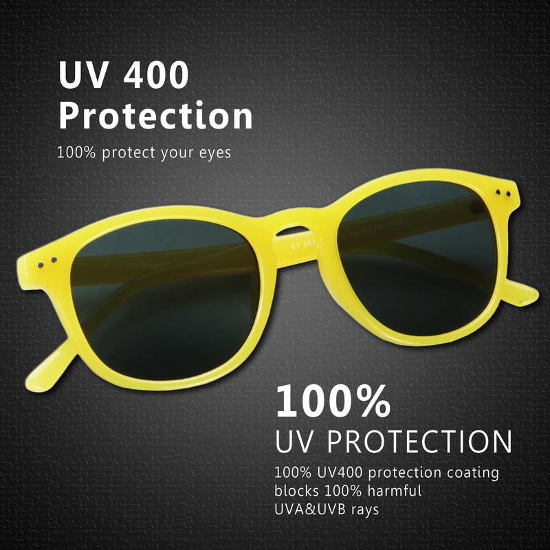 YEIN 2 Pack Sunglasses for Men and Women, UV Protection Glasses Vintage Square Full Frame3
