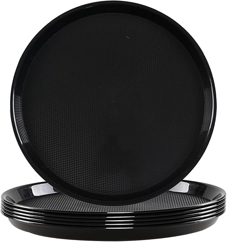 Zopnny Juego de 6 bandejas redondas de plástico para servir, juego de bandejas para servir comida para el desayuno