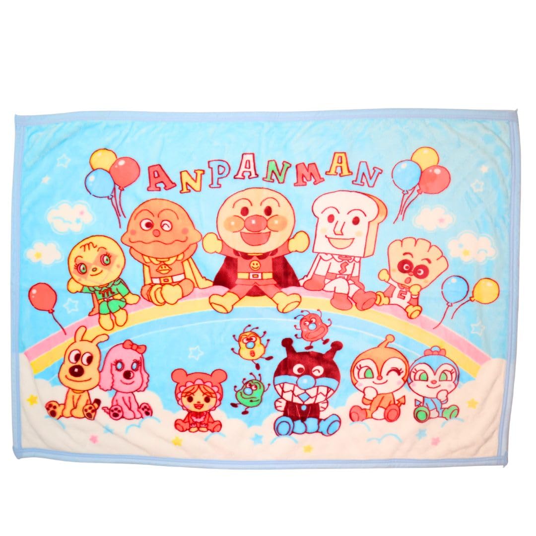 Amazon｜Anpanman キッズ フランネル ブランケット, ブルー, 洗える