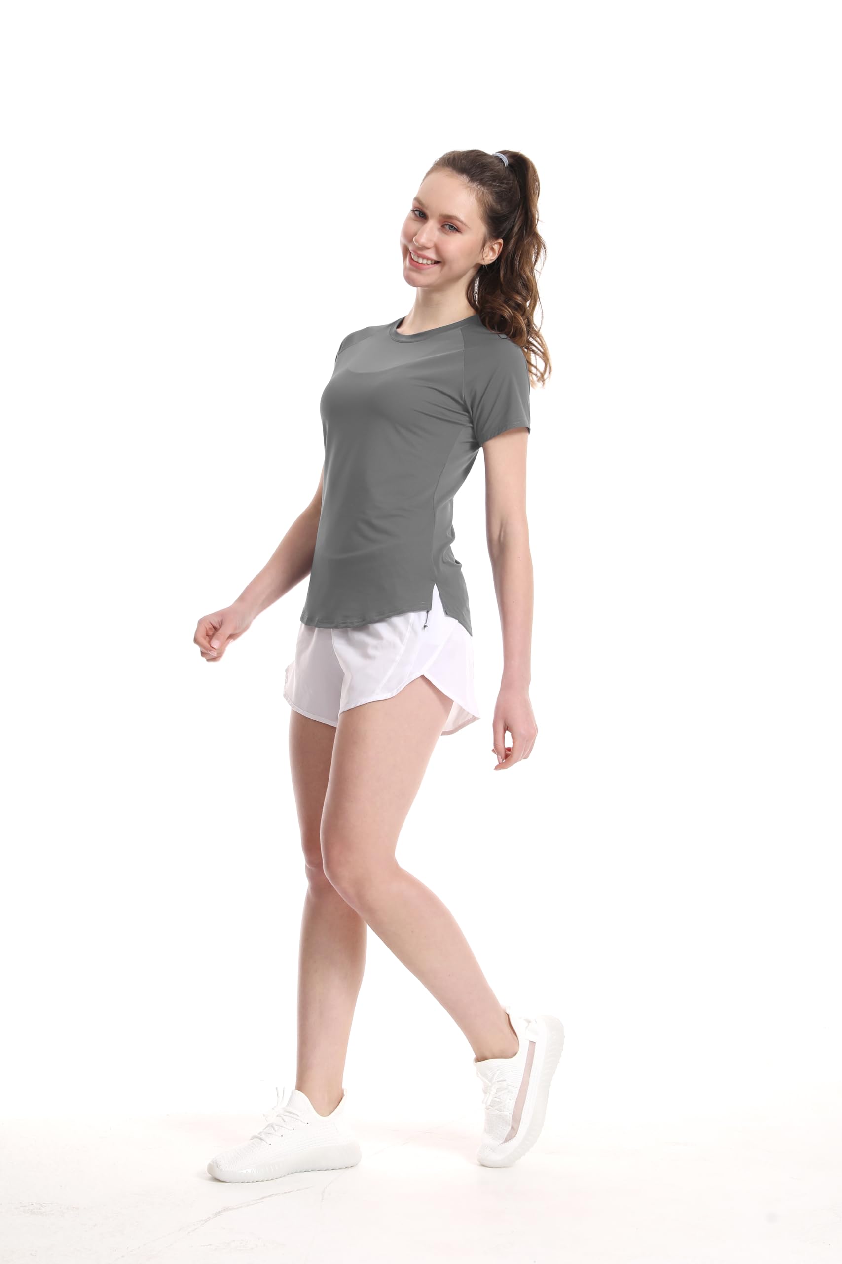 Wulibike Lot de 3 ou 5 t-shirts de sport pour femme à manches courtes, respirant, séchage rapide, UPF50+, fitness, entraînement, course, randonnée, yoga, activités de plein air