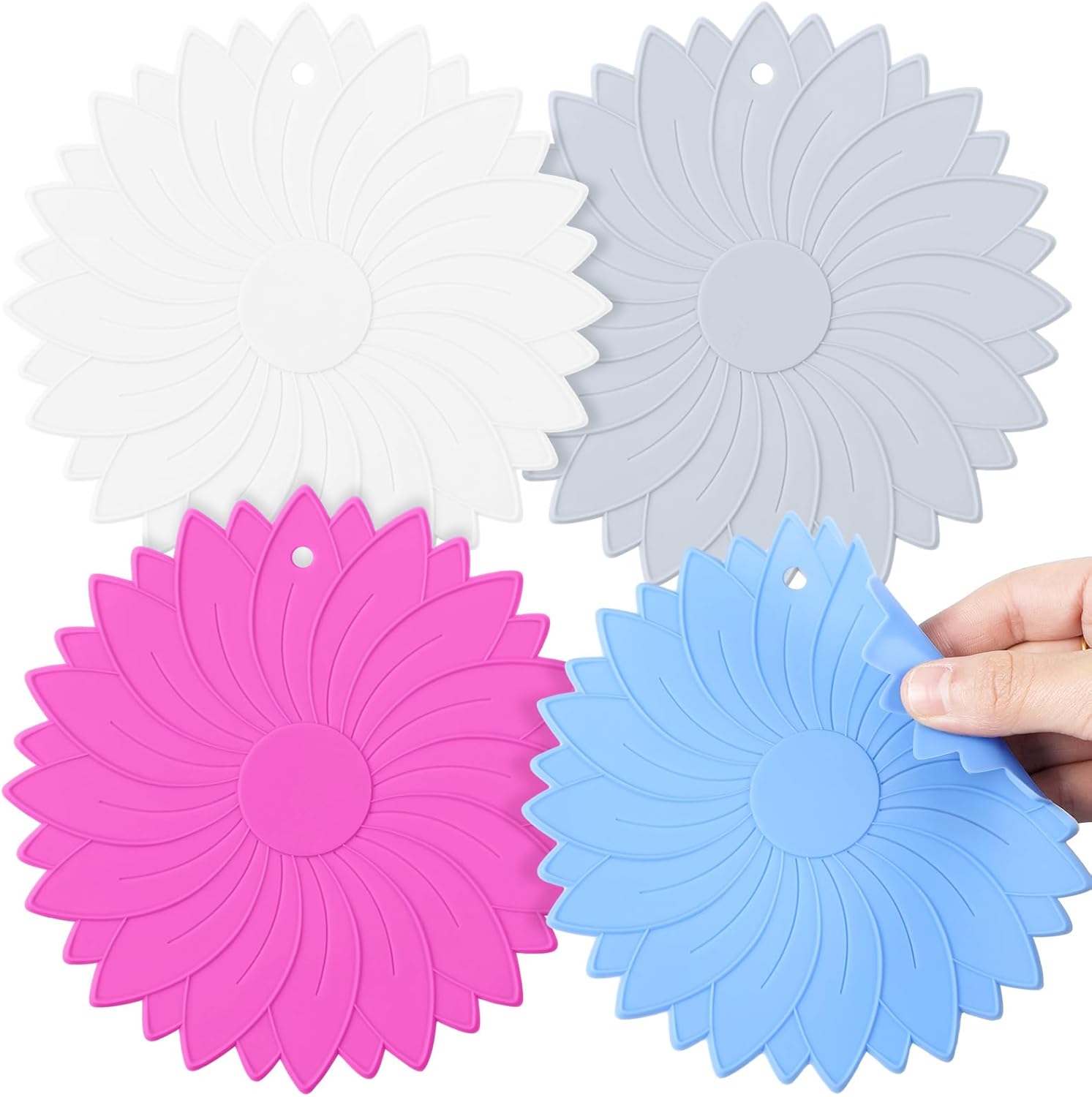 Maxdot 4 Pcs Large Rubber Jar Opener Pad Jar Opener 6.10 Inch Multi Function Non Slip Jar Opener Resistant Coasters for Weak Arthritis Hands Seniors Easy Opening(Classic Colors)