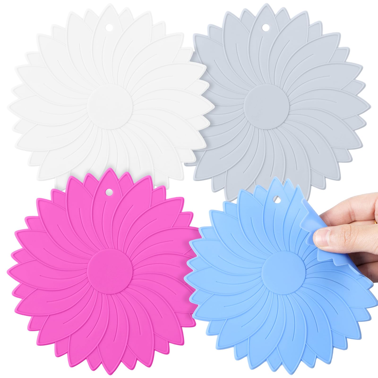 Maxdot 4 Pcs Large Rubber Jar Opener Pad Jar Opener 6.10 Inch Multi Function Non Slip Jar Opener Resistant Coasters for Weak Arthritis Hands Seniors