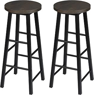 Krzesła barowe stołki barowe 2 SZTUK/ZESTAW Solidne drewniane stoleckie stołki bistro stabilna stała stała stalowa stalowa MDF. Powierzchnia siedzenia Kawa Kwatierka Strona główna Decor Stool by QIL