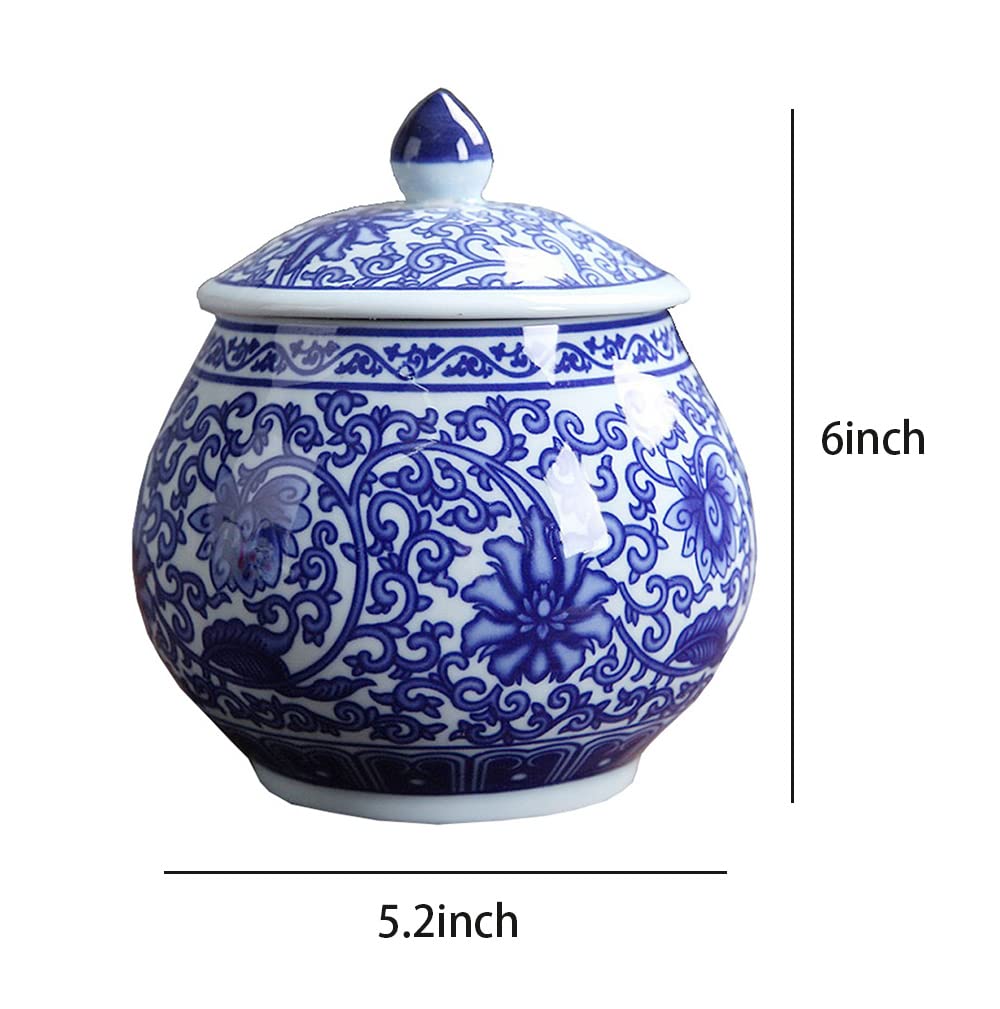 Mozacona Ceramic Container Blue and White Seal Candy Jar Storage Jar with Lid