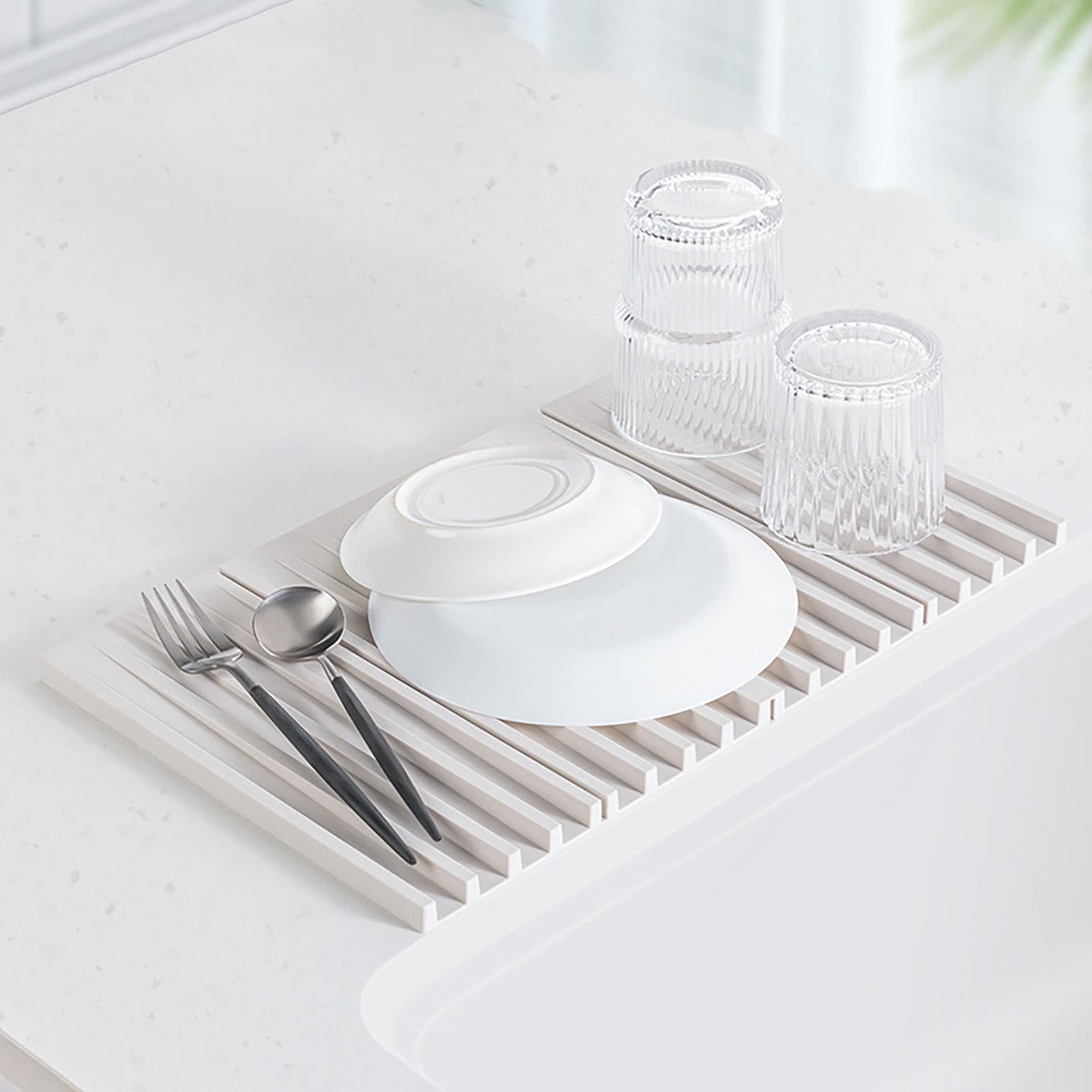 OLAX Silikon Abtropfmatte Für Spüle | Mit Wasserumleitung & Rutschfestem Design