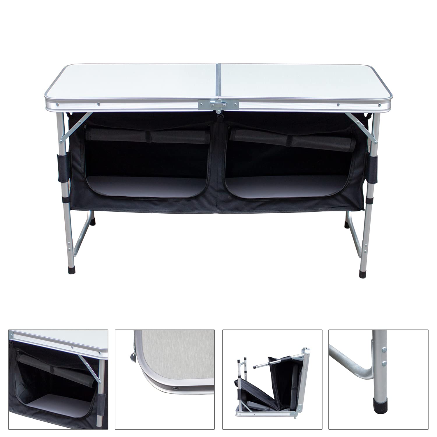Faltbar Campingküche,Campingschrank mit Tragetasche,Alu Outdoor Camping Küche,Zeltschrank,Küchenbox