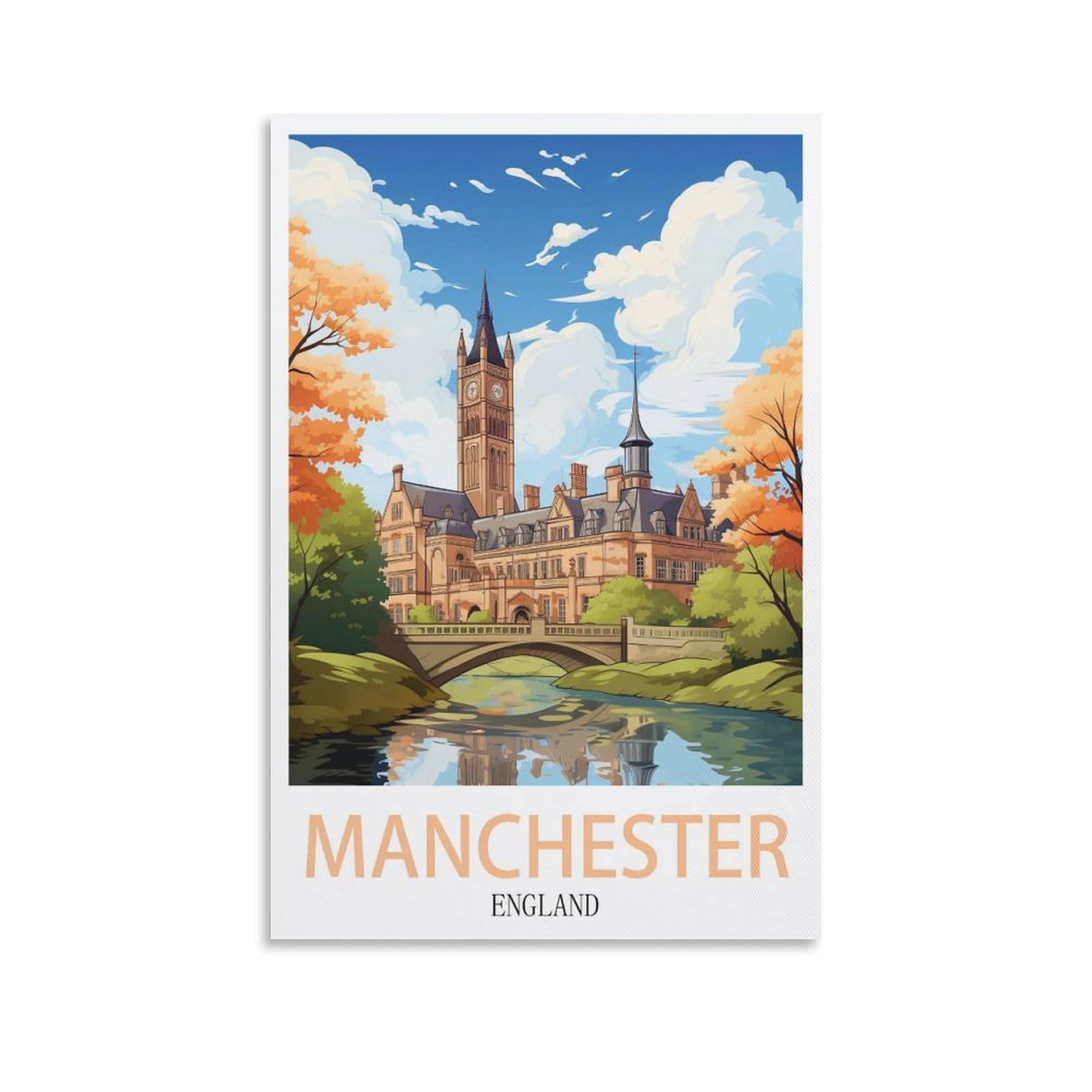 EZMLFA DIY 5D Diamond Painting Kits for Adults,Manchester England DIY Diamond Art Kits Gem Painting Crafts for Home Wall Decor 30x40cm