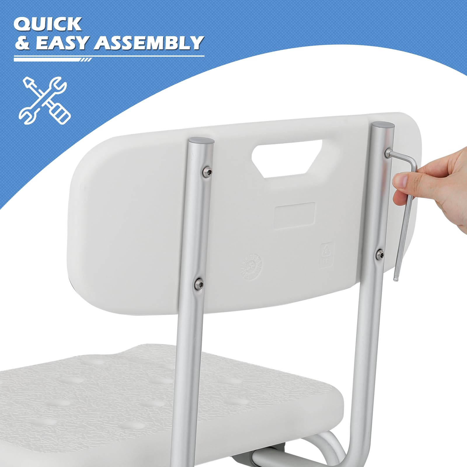 monicare Silla de ducha de altura ajustable para baño, bañera interior con respaldo y reposabrazos acolchado, silla de baño de seguridad antideslizante para adultos, personas mayores, personas