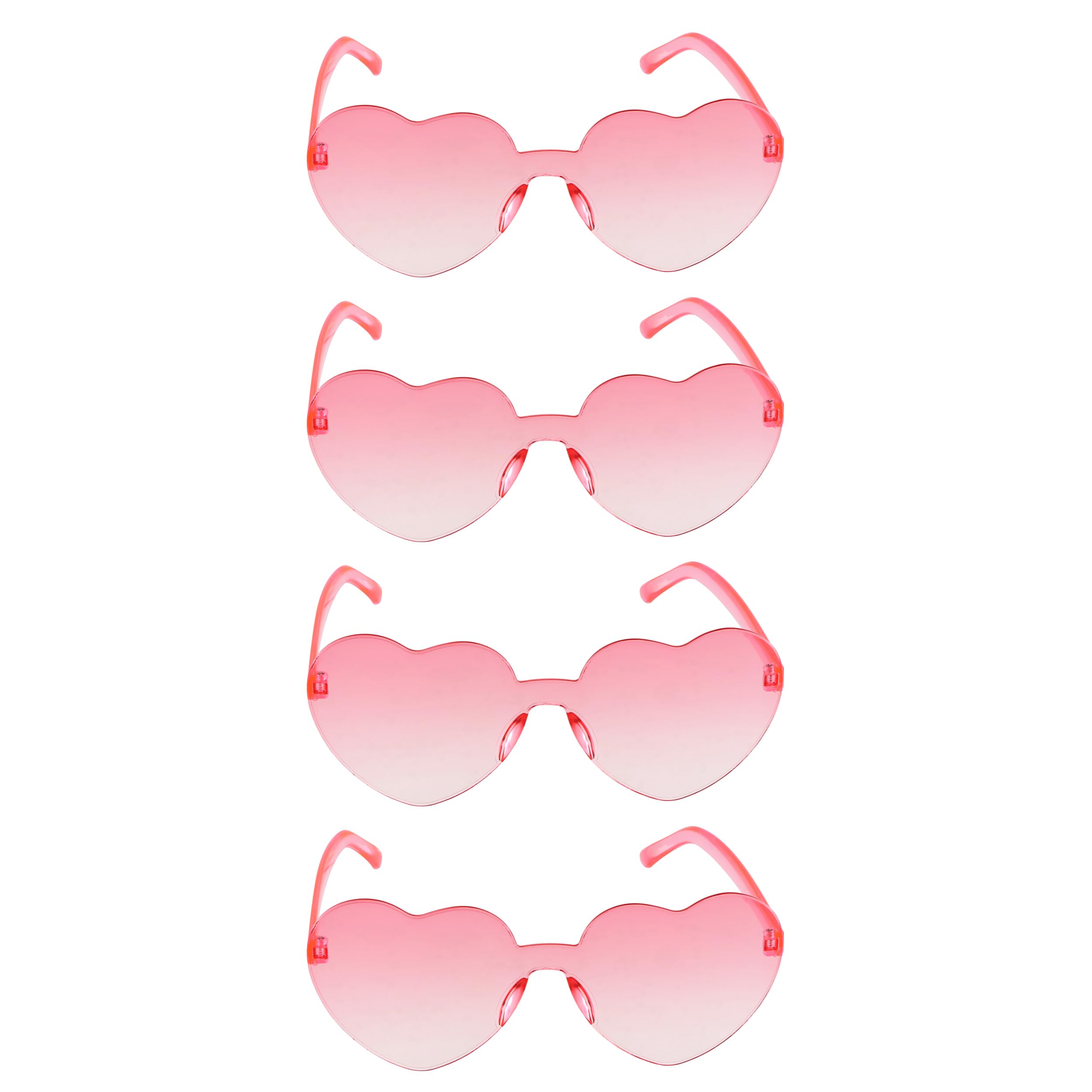 Chaks - 4 Pack Heart Shaped Sunglasses Retro Party Glasses with Gradient Colour Hippie Glasses for Festivals and Theme Parties
