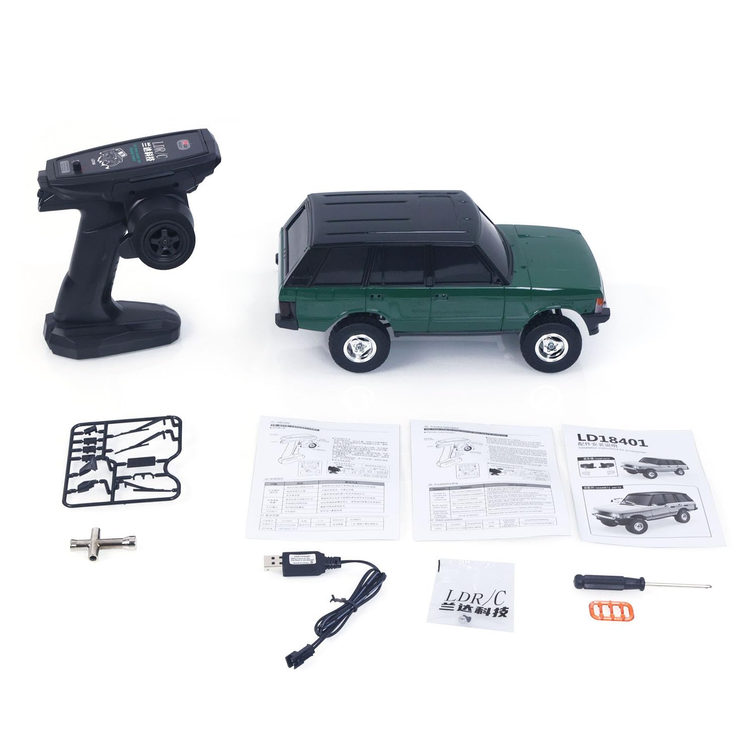TOUCAN RC HOBBY LDRC LD18401 4 x 4 RC Coche Escalada 1/18 2,4G Simulación Rock Crawler Coche SUV Modelo Listo para Go 280 Motor de Cepillo ESC LED Luz Exterior