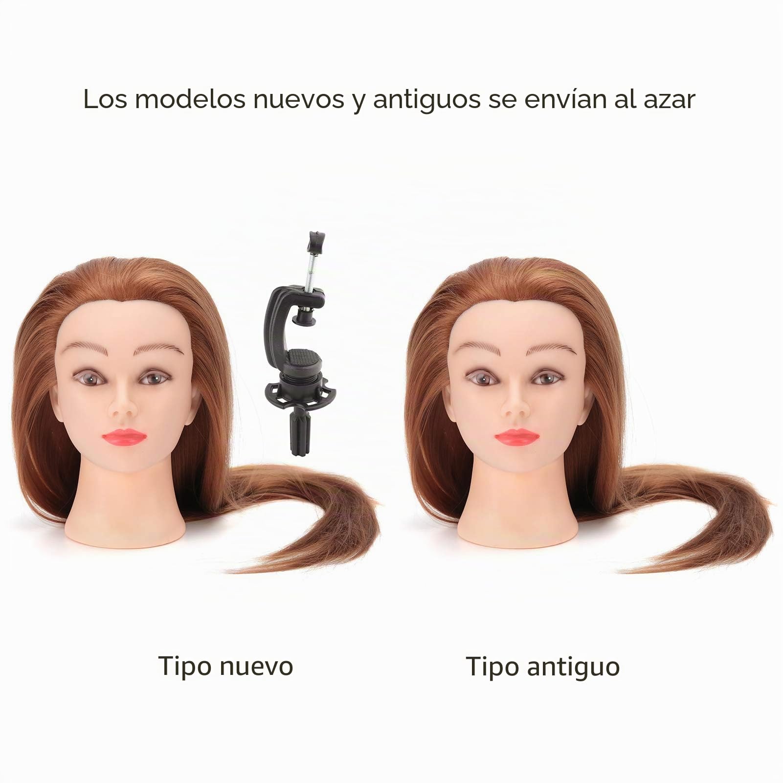 Cabeza de Maniquí de Peluquería, Cabello Castaño, Fibra Sintética, Cabeza de Entrenamiento de Cosmetología