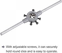 Vista 5 de uxcell Juego de llaves de mango de troquel, M7 x 0.5 roscado redondo y 0.984 in (dados M7-M9) soporte ajustable herramienta de mano