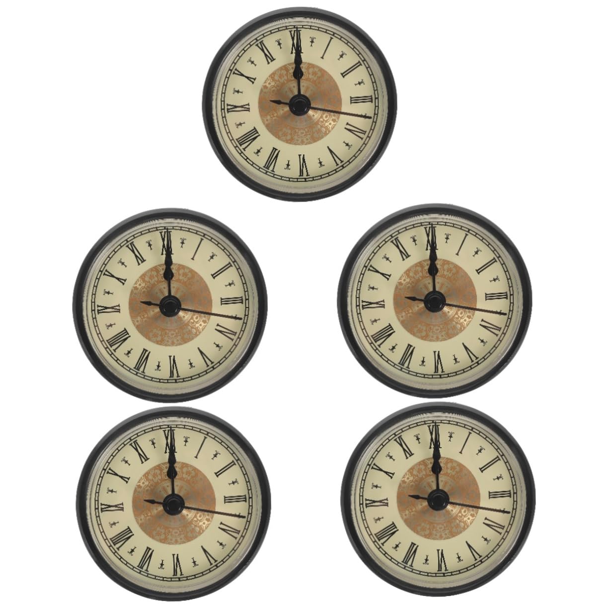 MAGICLULU 5 Stück Vintage DIY Uhrwerk mit Romanischen Ziffern Inlaid Clock Head Präzise Zeitmessung für Selbstgemachte Langlebig