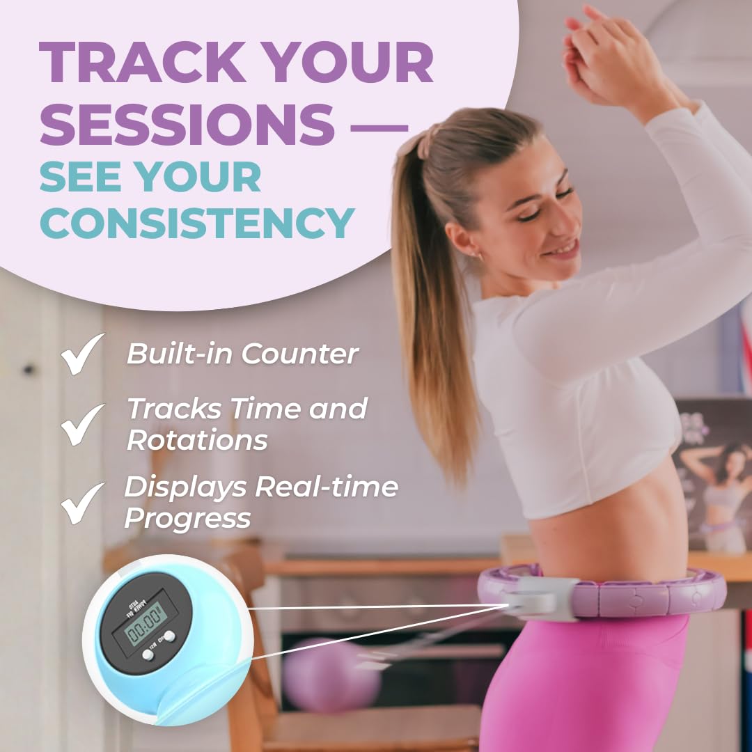 Swiss Activa+ Infinity Hoop with Weight Ball – 60-112 cm Smart Hula Hoop that Never Falls – Infinity Hoop – Fitness Hula Hoop – Fitness Hoop Hula Hoop with Ball –Smart Hoola Hoop