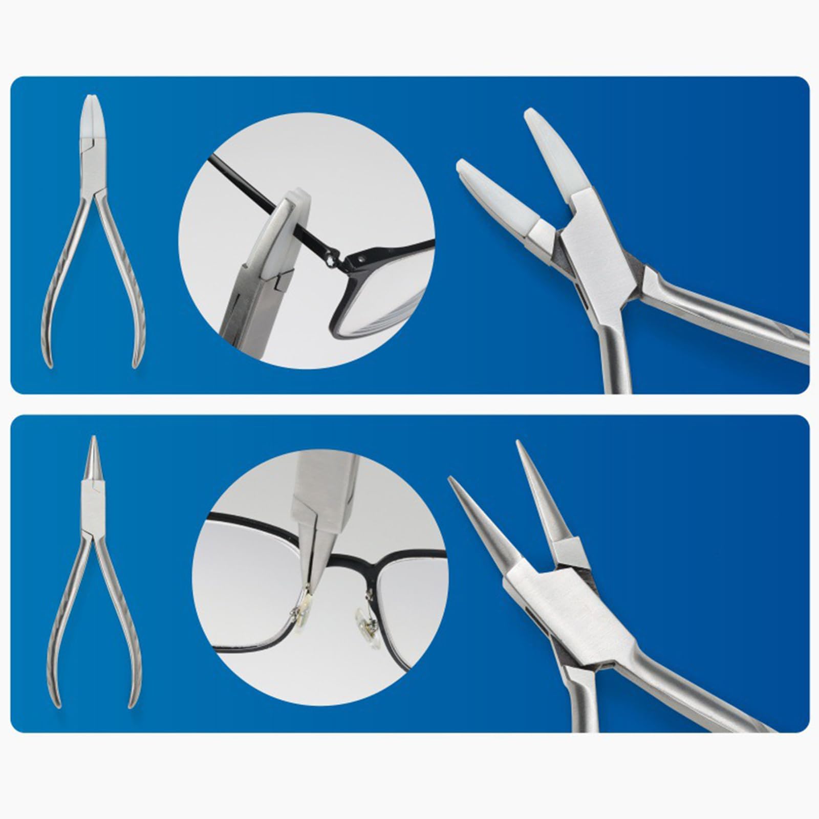 Kit di pinze per Occhiali ottici, Strumenti Portatili per Lo smontaggio di montature di Occhiali Senza Montatura, con 8 pinze e 6 cacciaviti, pinzette/Uncinetto, per la Riparazione