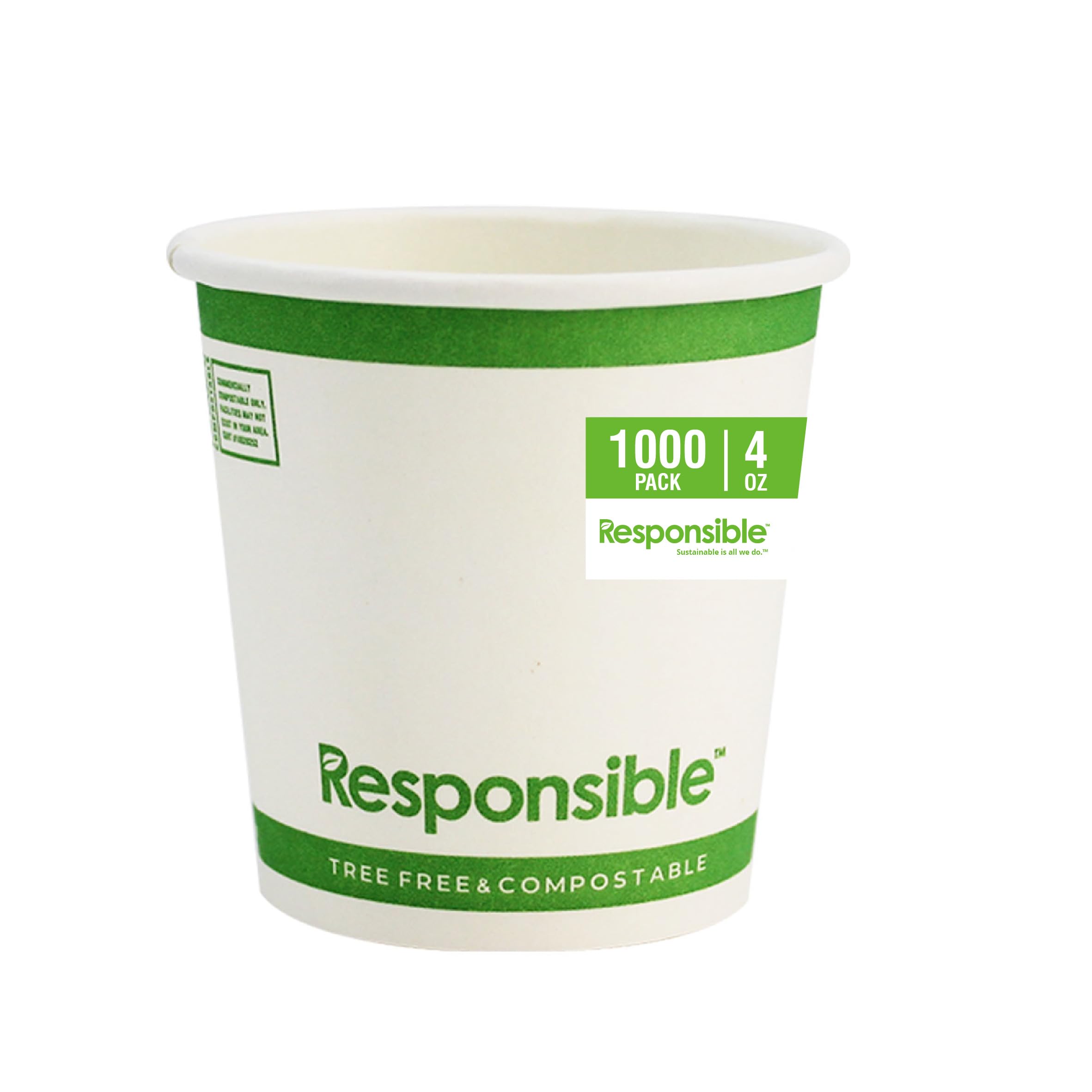 Responsible Products 4 oz (1000 Count) / Classic White / Casual Cups