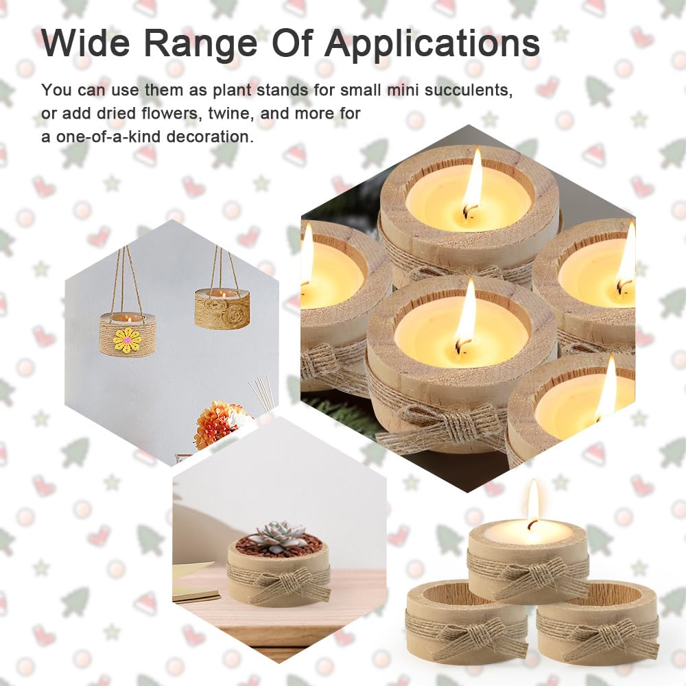 12 Photophores En Bois AstarFavor - Bougeoirs Ronds Pour Mariage, Décoration De Table Et Ambiance Cosy