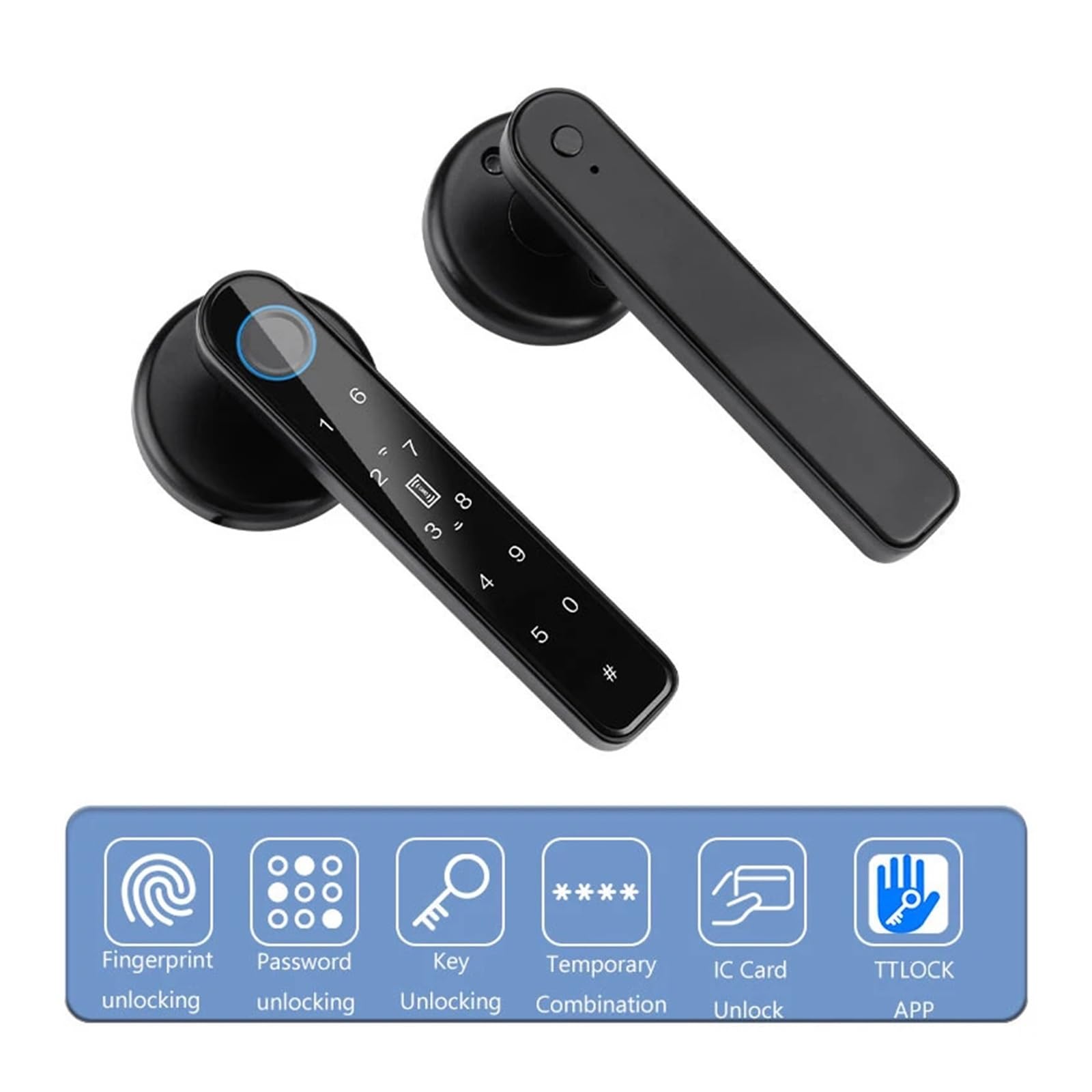 Cerradura de Puerta con Huella Dactilar, Control por aplicación TTLOCK(Silver)