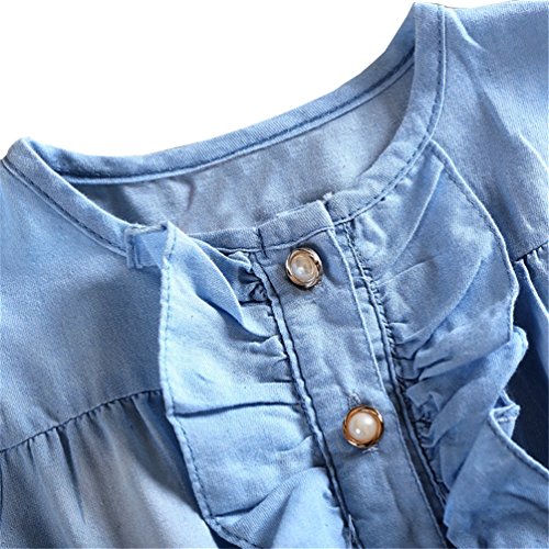 Girls Summer Sleeveless Floral Denim Dress Toddler Bow Casual Sundress2