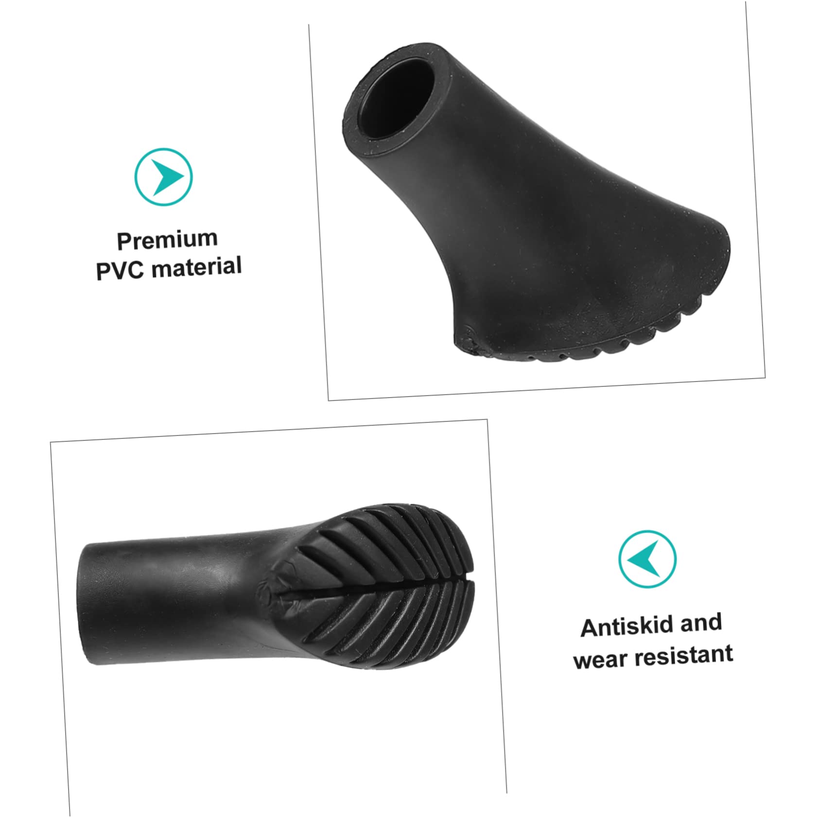 Yardwe Trekkingstock-spitzenset Zusammenklappbar Beschützer Griff Abs Trekking Pole Foot Covers Trekking Pole Tips Polspitzenschutz Wanderstöcke Gummifüße PVC Black