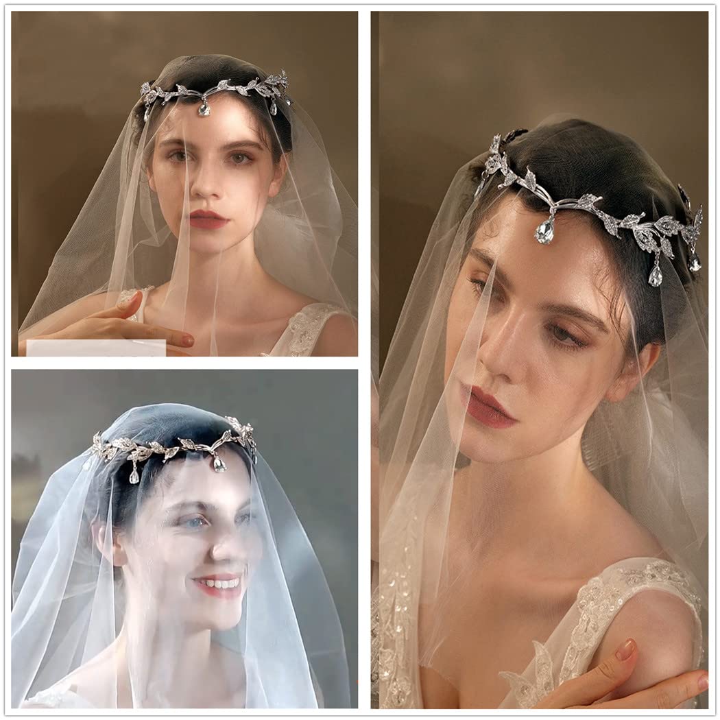 Amazon.com: Rhinestone Leaf Wedding Headband, Sinide Crystal  display picture 3