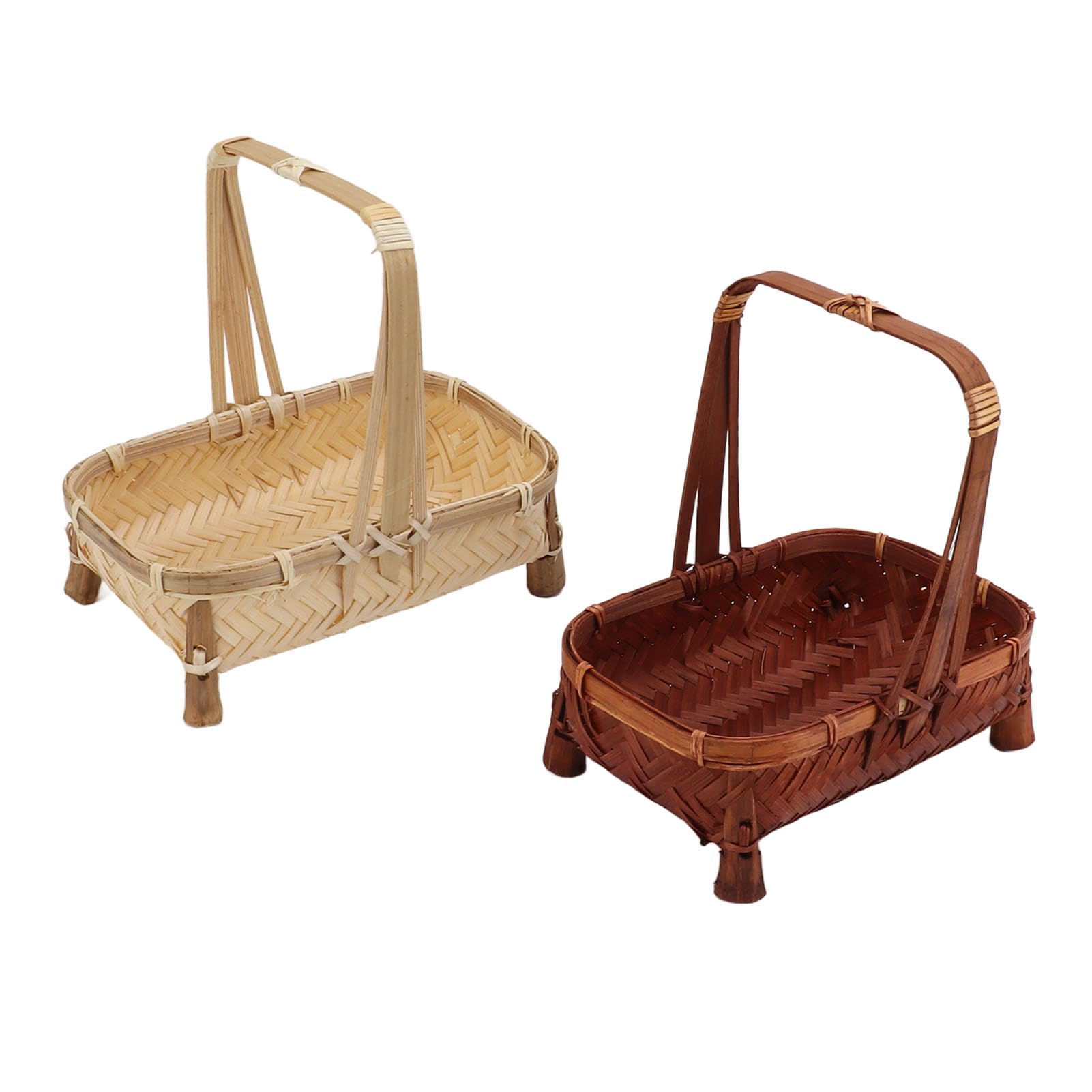 XHTLLO 2 PCS Bamboo Woven Flower Baskets, Exquisite and with Unique Texture, Versatile Home Decor and Storage Solution, Portable Design