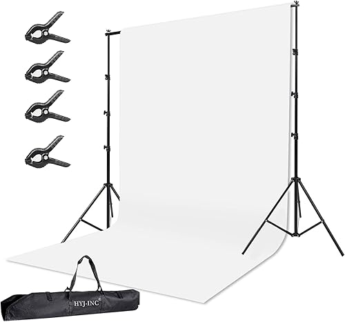 HYJ-INC Sistema de soporte de fondo para fotos con kit de soporte de fondo de 10 x 10 pies, 10 x 12 pies, telón de fondo de muselina de algodón 100%