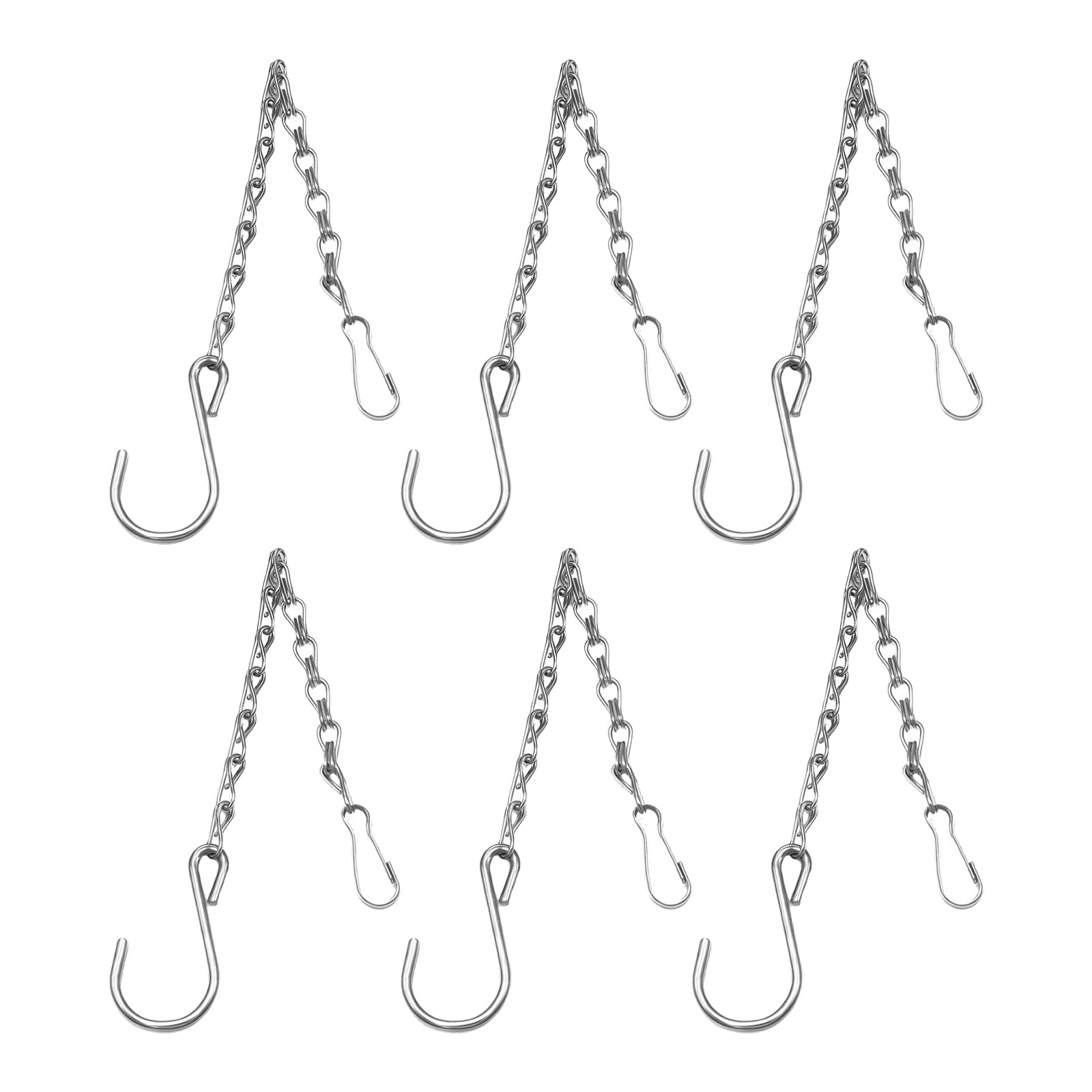 6Pcs Heavy Duty Hanging Flower Basket Planter Pots Replacement Chain Double Hook Hanging Chain Windchime Hook Iron Plant Basket