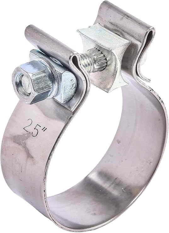 JEGS Narrow Band Exhaust Clamp | 2.5” ID x 1-1/4 “ Wide | 304 Polished Stainless Steel | Grade 10.9 Zinc Plated Steel Fasteners | Single Bolt Installation | 1 Per Package