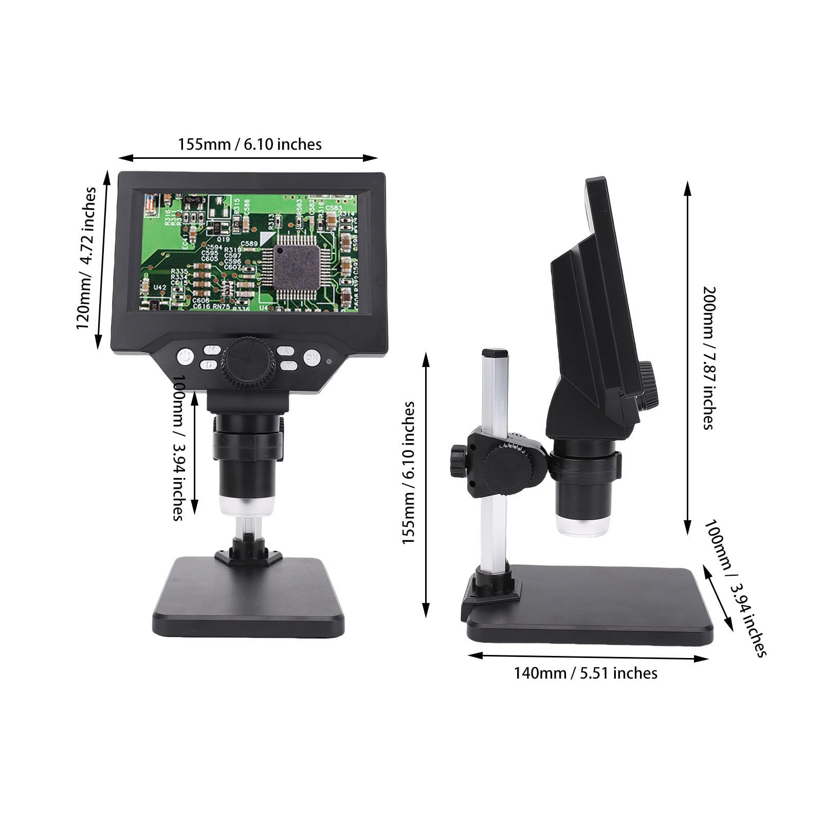 Jectse Mikroskop Cyfrowy, 1080p 1000x Electronic Microscope Every, 5,5 -calowe Mikroskopy Lutownicze z 8 światłami LED, do Naprawy Elektroniki dla Systemu OS X 11.0